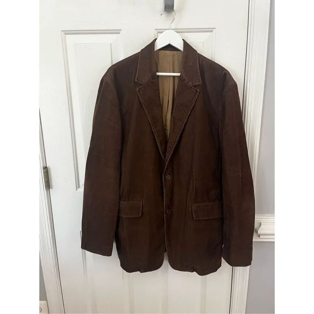 J. Crew Brown Corduroy Sports Coat Blazer Jacket sz L EUC Professor